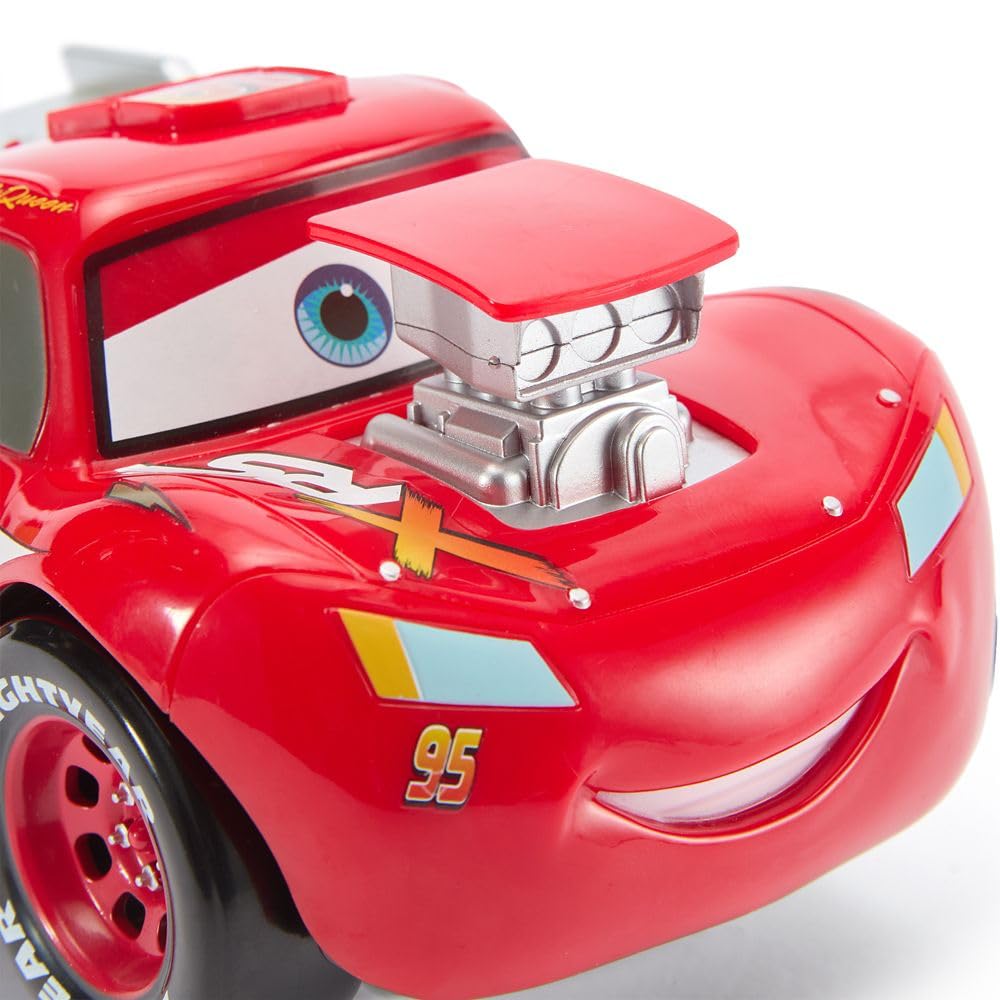 Disney Store Official Lightning McQueen Push 'N' Go Talking Vehicle - Pixar Cars Toys - Talking & Moving Action - Cars Movie Toys - Engine Reveal