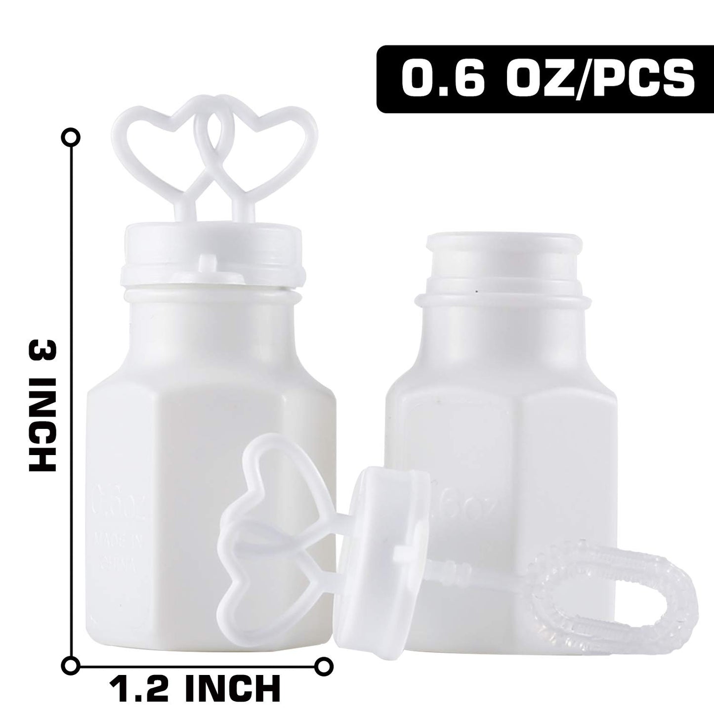 150 Pack White Double Heart Bubble Bottles, Pre Filled Wedding Party Favors