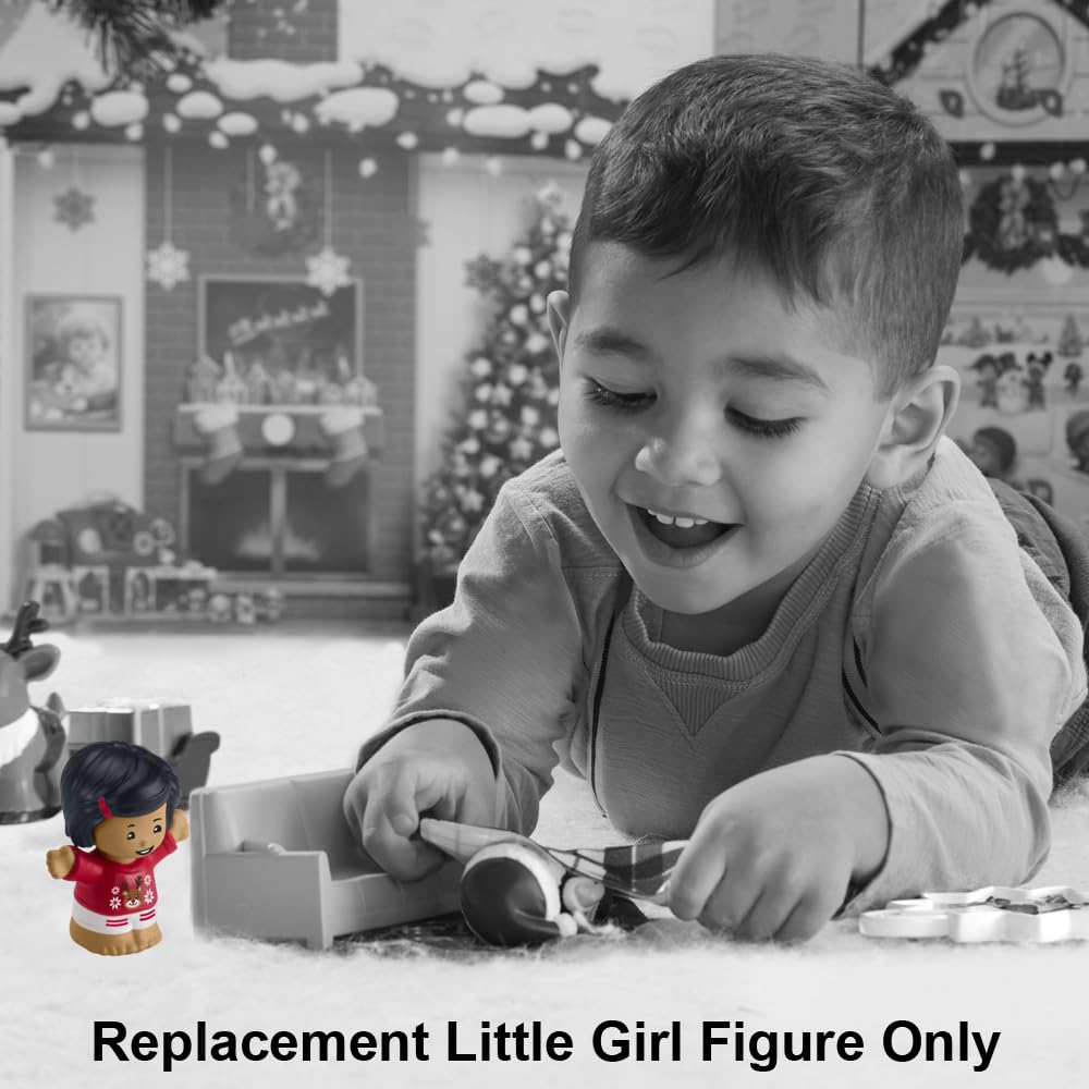 Replacement Part for Fisher-Price Little-People Advent Calendar Christmas Playset - HGP72 ~ Replacement Little Girl Figure Wearing Red and White