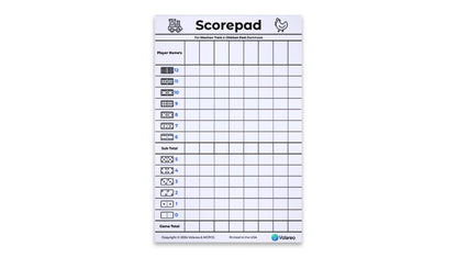 Volareo Mexican Train and Chicken Foot Dominoes Score Pad - 100 Scoring Sheets per Scorepad, 8.5 x 5.5 Inches - Score Sheets for Double 12 Domino
