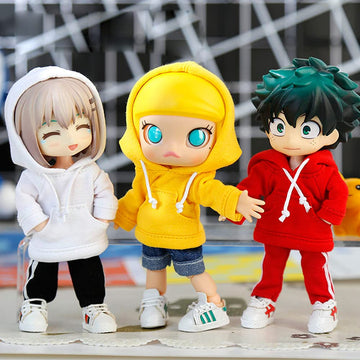 XiDonDon Doll Clothes Sports Hoodie for Ob11, GSC, YMY, BODY9, Molly, 1/12 BJD Doll Toys Accessories (Yellow)