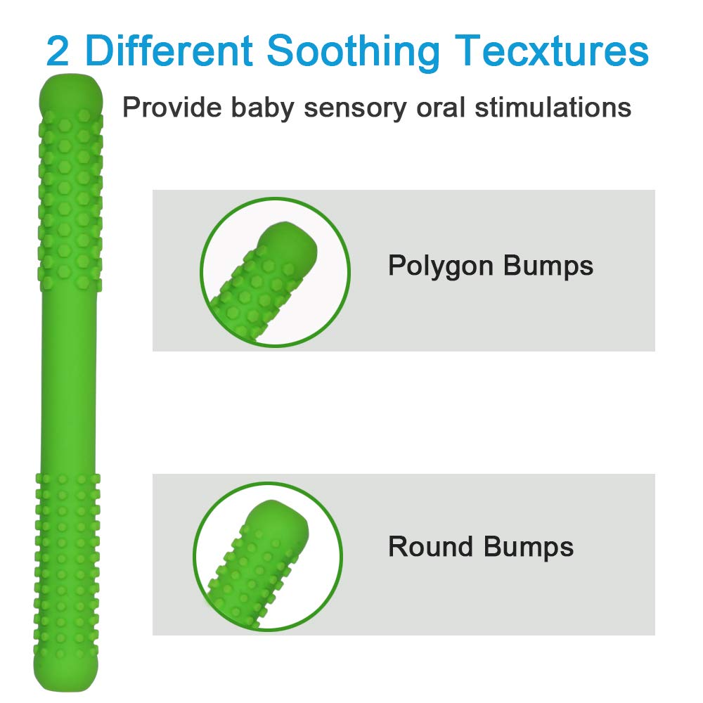 Hollow Teething Tubes Toys for Babies Girls Boys, 6 Pack Silicone Baby Teether Toy Tube for Infants with Nursing Biting Chewing, Chew Straws