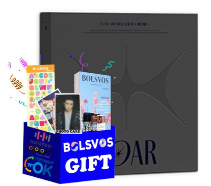 E'LAST - ROAR [GRAY ver.] (3rd Mini Album) Album+BolsVos K-POP eBook (21p),1EA BolsVos Sticker for Toploader, Photocards