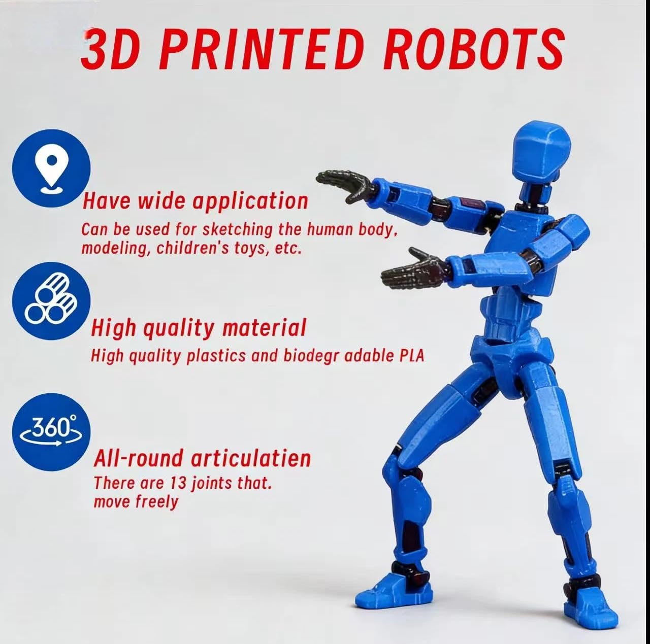 Outeat Assembly Completed Titan 13 Action Figures Set,3D Printed Multi-Jointed Movable Nova 13 Robot T-13 Lucky 13 Collectible Figurines Model