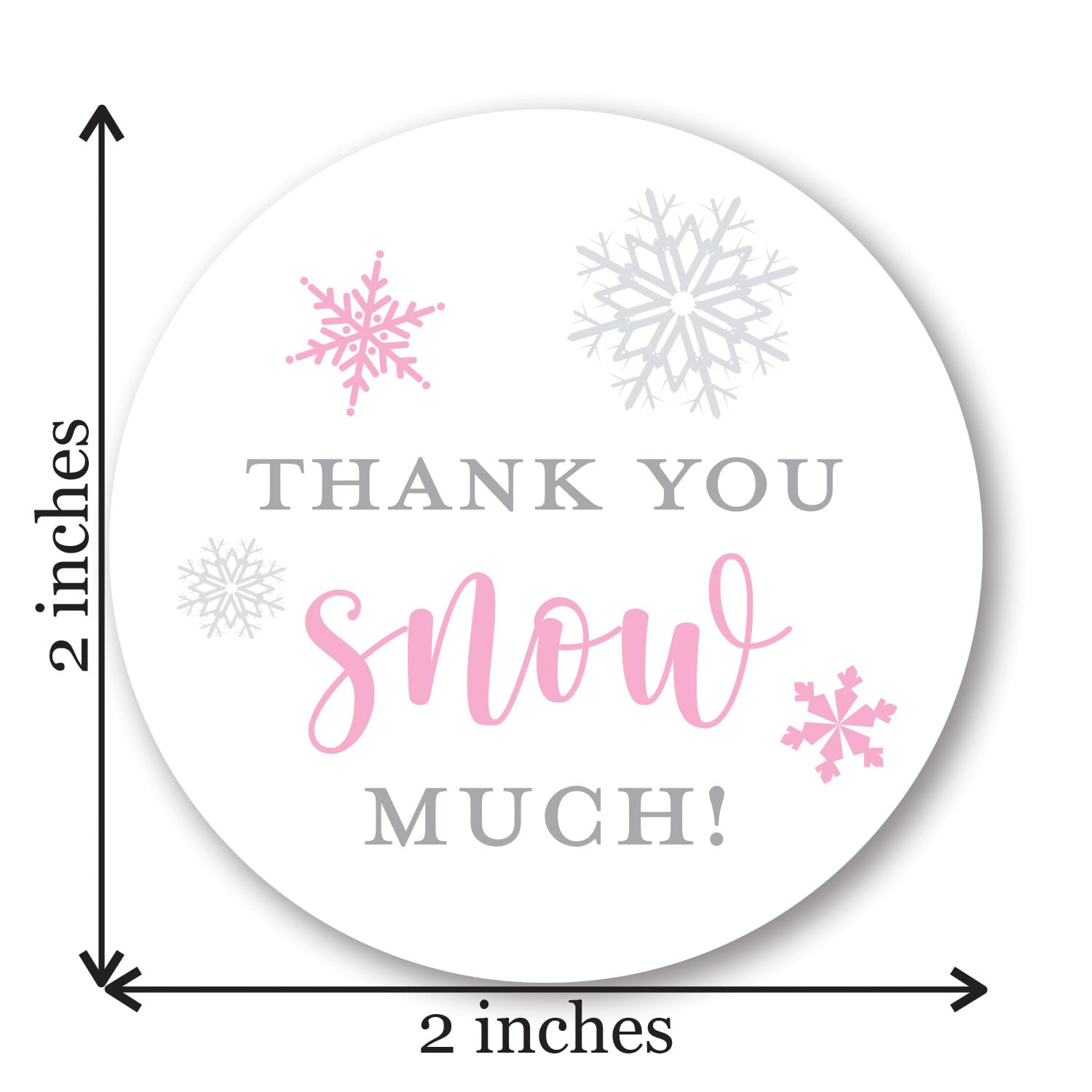 2"" Round Snowflakes Thank You Snow Much Favor Stickers (40 Labels) (Pink)