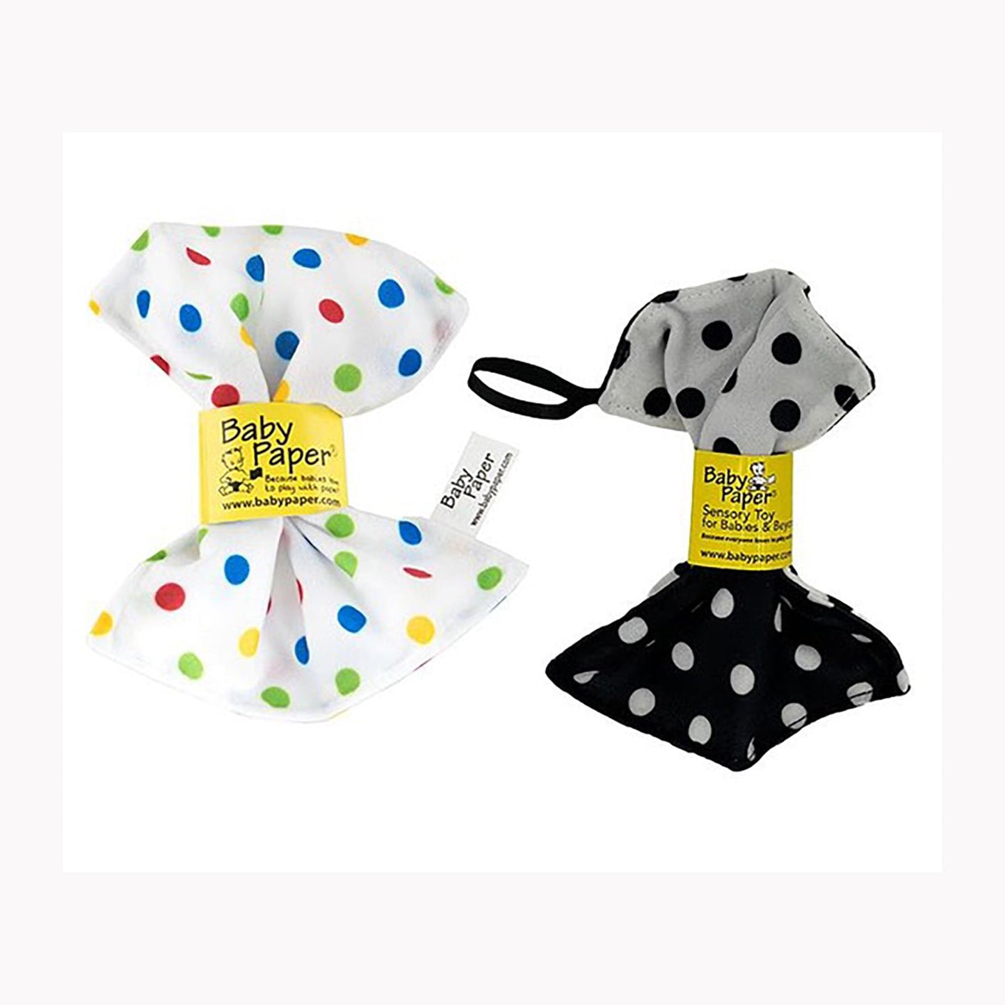 Baby Paper-2 Pack of Crinkly, Sensory Toys, White/Black Dot & Multi Color Polka Dot