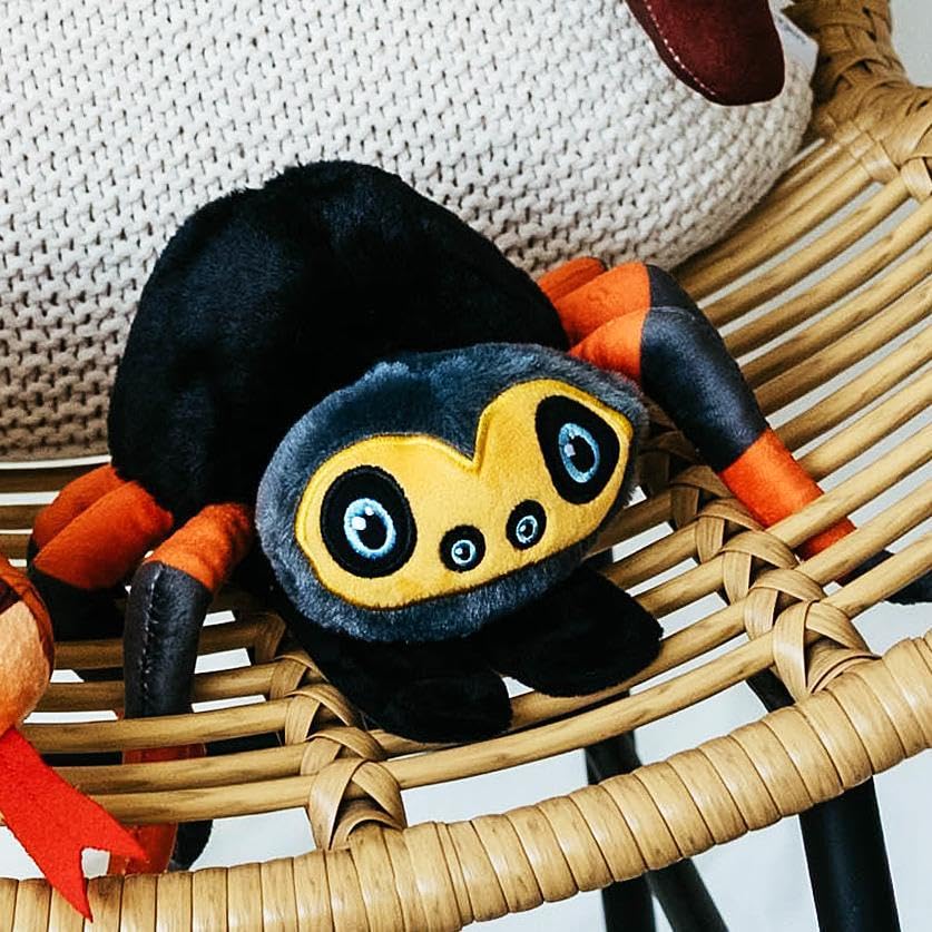 The Petting Zoo Tarantula Stuffed Animal Plushie Slap Bracelet, Gifts for Kids, Slapstix Wildlife Animals, Black Tarantula Plush Toy, 9 inches