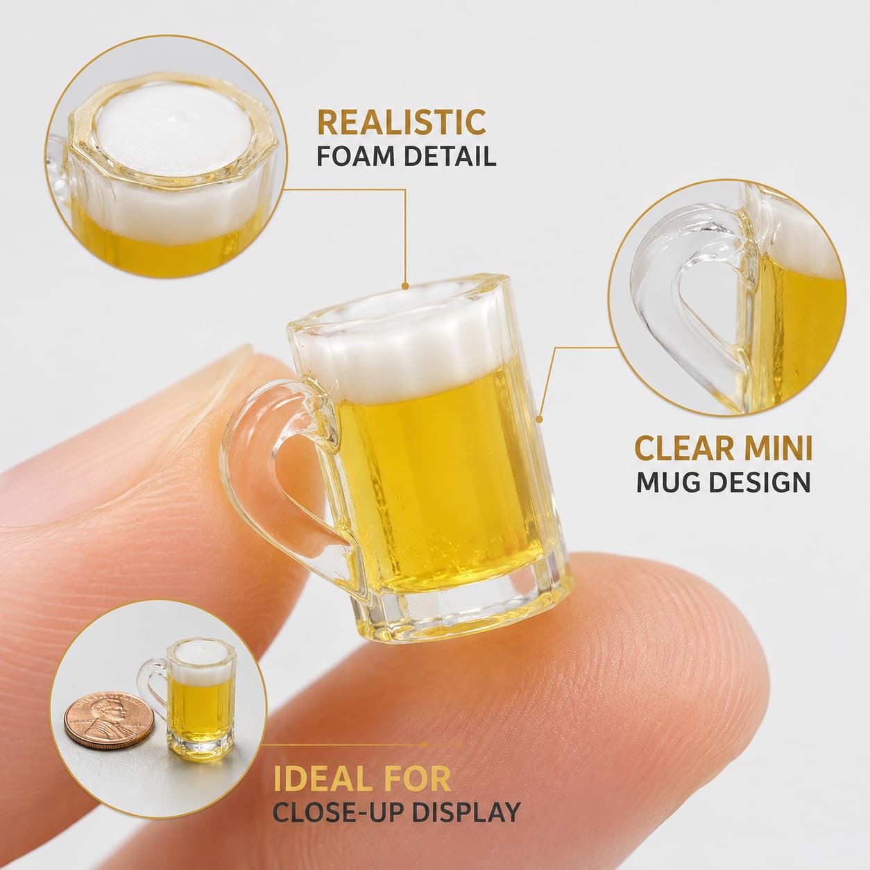 12Pcs Miniature Beer Cups for Dollhouse, Realistic Looking Beer Practical Processed Party Accessories Model House Mug Accessory Decoration Glasses