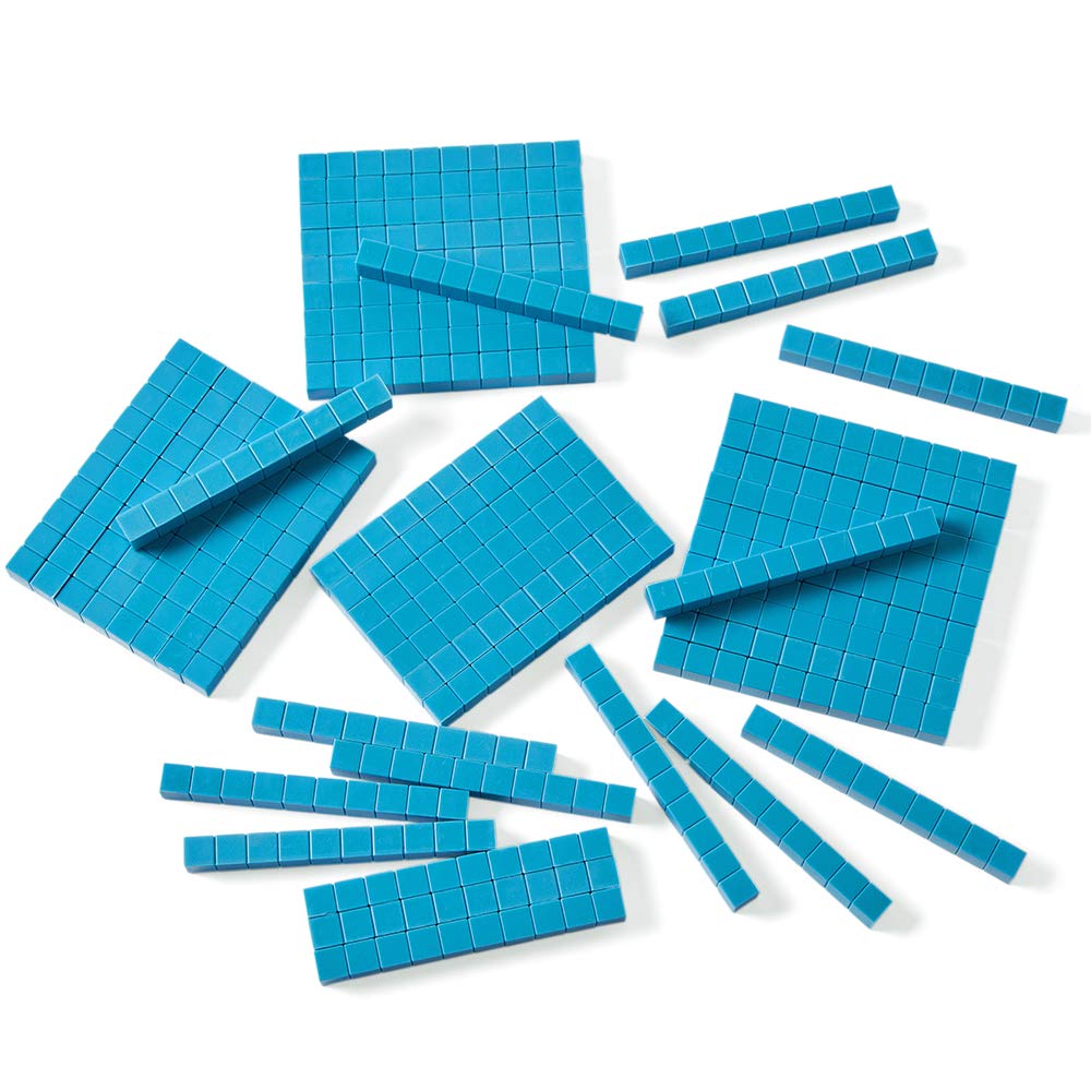 hand2mind Blue Plastic Base Ten Blocks Rods Set, Place Value Blocks, Counting Cubes, Base 10 Math Manipulatives, Teacher Supplies for Math Classroom