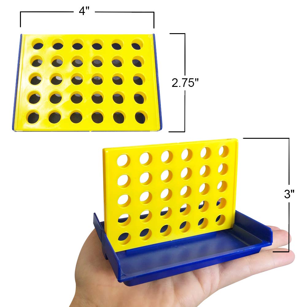 Gamie 4 in a Row Game - (Set of 4) - Line Up Four Pegs in a Row Games with Foldable Board and 30 Pieces Each, Classic Four in a Row and Family Fun