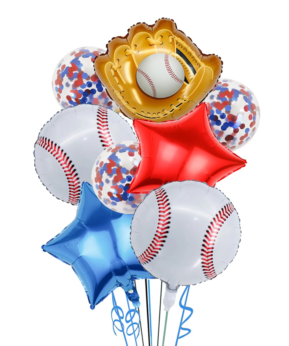 Baseball Party Balloons, Baseball Foil Mylar Balloons for Baby Shower Party Decor Baseball Glove Jumbo Balloons Baseball Bat Balloons for Birthday