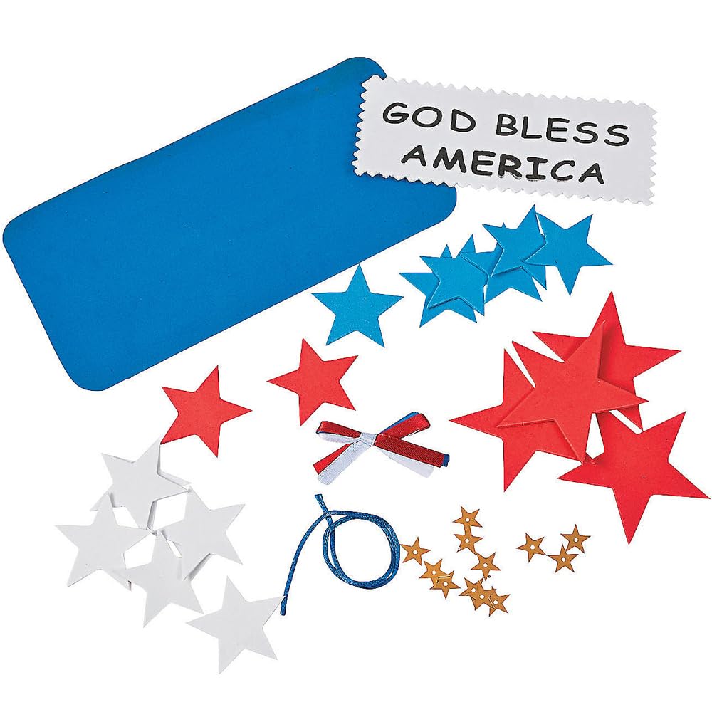 Fun Express God Bless America Sign Craft Kit, Makes 12 Foam Signs - 4th of July Crafts for Kids