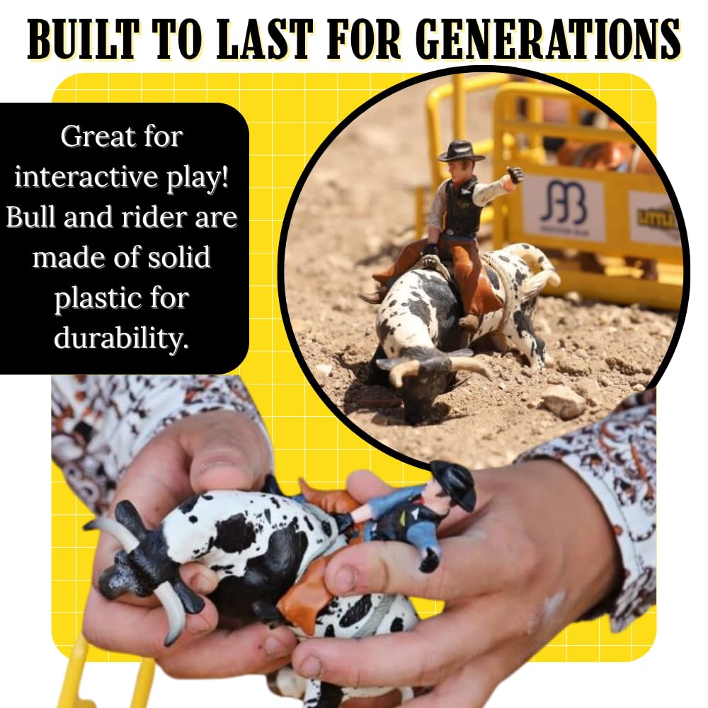 Little Buster Toys Bull Rider - Cowboy on Black and White Bucking Bull 1:16 Scale Rodeo Figurine Collectible Western Farm Display Model for Seasonal