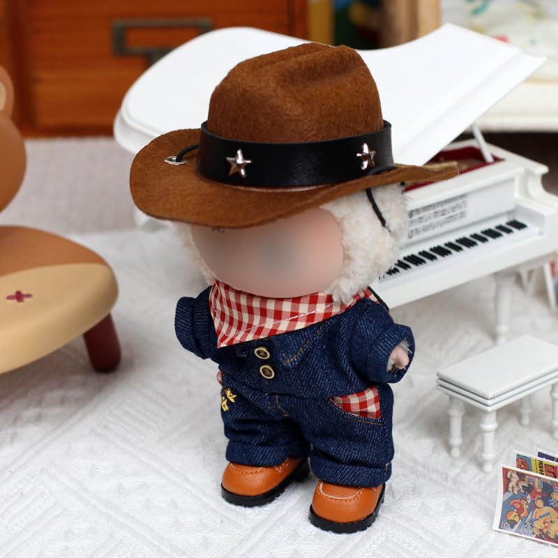 Clothes for 15/17cm Dolls - LABUBU Clothes Cowboy Set for 6.7 inch Doll , Premium Stylish Outfit with Accessories for Play & Display(No Doll