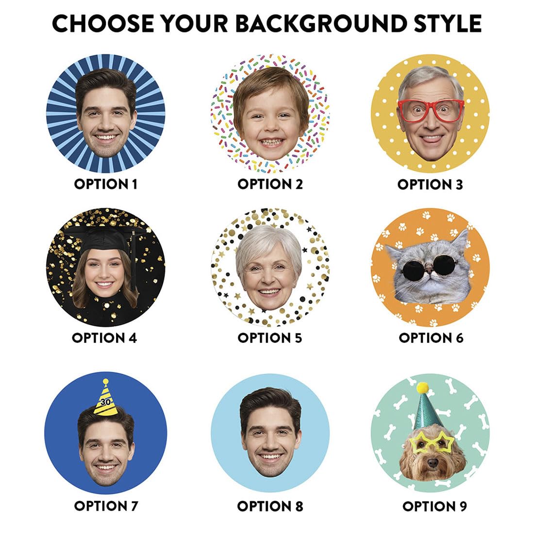 Andaz Press 20 Custom Cupcake Toppers, Personalized Cupcake Topper with Custom Face Photo, Name, Customized Cupcake Toppers for Graduation, Birthday