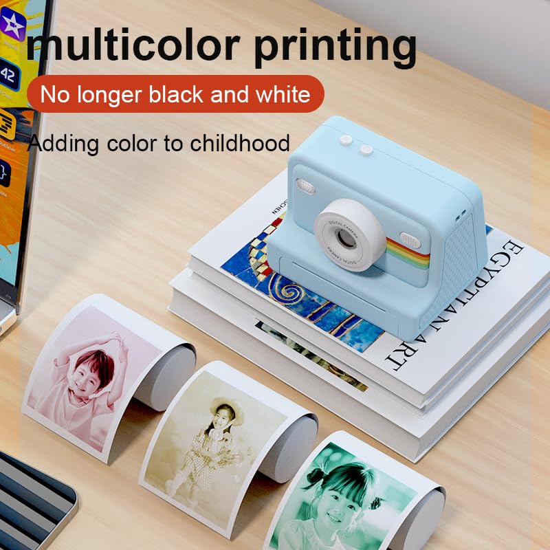 Instant Camera, Selfie Kids with 1080P Videos, Holiday Birthday Gifts for Kids Age 3-12, Toddler Portable Travel Print Digital Camera Toy for Boys
