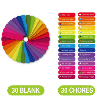 Magnetic Reward Behavior Star Chore Chart for One or Multiple Kids, Includes 8 Markers + 60 Foam Backing Illustrated Chores + 300 Stars in Red