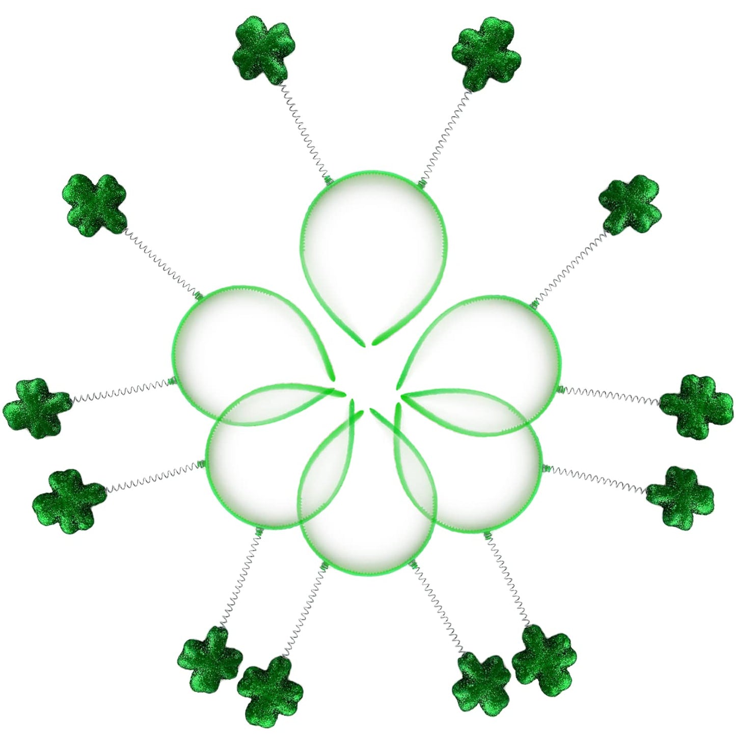 GiftExpress 12-Pack St Patrick's Day Shamrock Headband, Shamrock Head Boppers, St Patrick's Hair Accessories Party Supplies