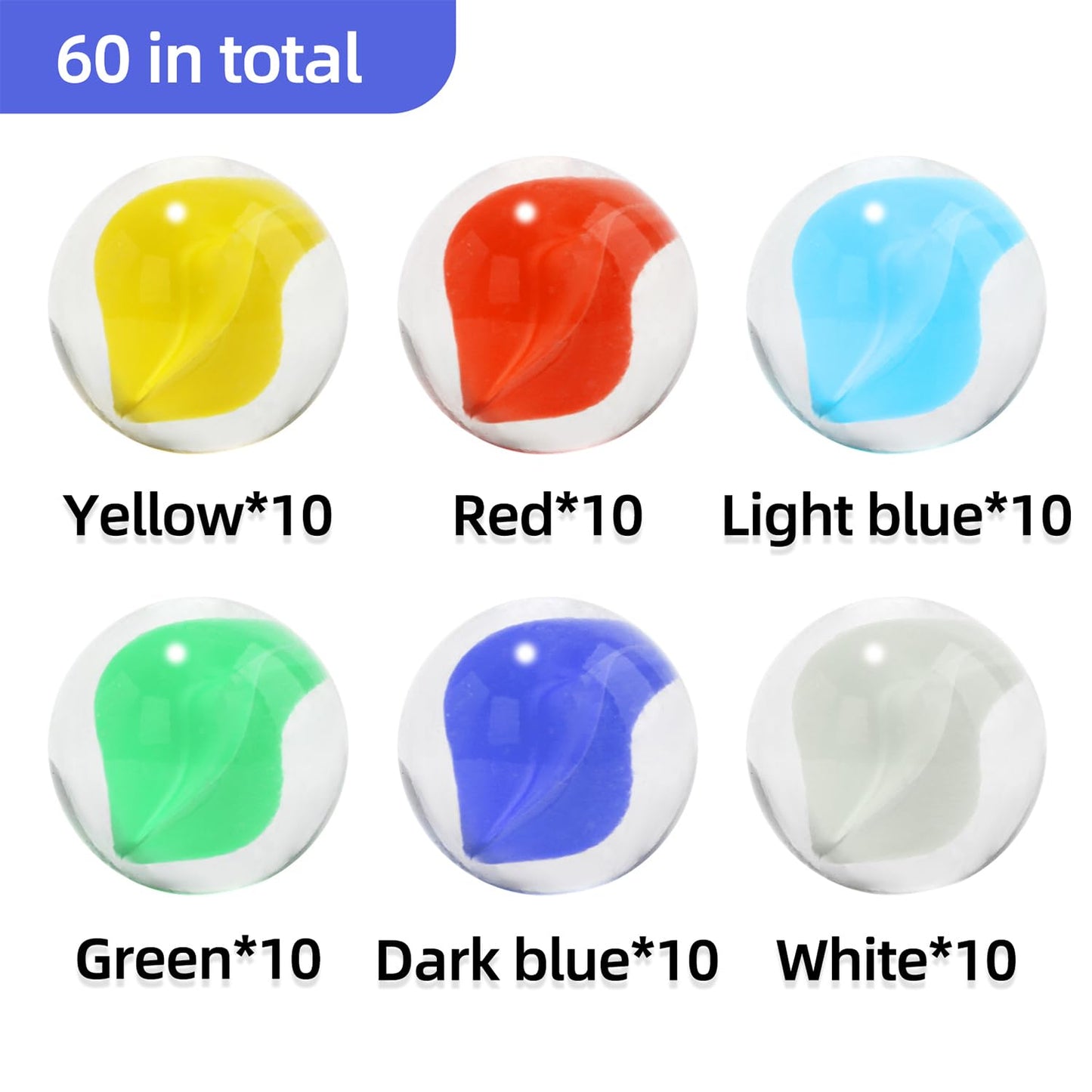XXUOD 60 PCS Glass Marbles, Bulk Marbles for Marble Games Vase Fillers DIY and Home Decoration