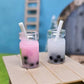 Miniature Bubble Tea Cups, Tiny Resin Bubble Tea Cup, Milk Boba Tea Cup, Coffee Cups, 1/12, for Dollhouse, Miniature Kitchen Accessories, Dollhouse
