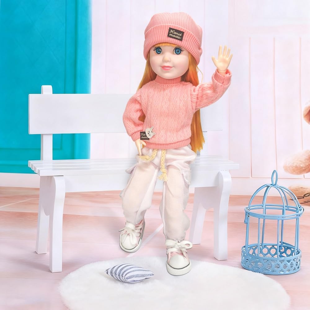 Coconutlin 12 Inch BJD Fashion Girl Doll, 15 Movable Joints, Exquisite Hair and Trendy Casual Outfits (Casual wear-Pink)