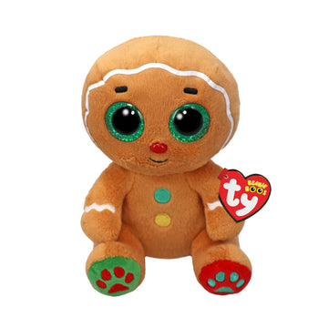 Ty Beanie Boos - Nutmeg the Gingerbread Man with Big Green Eyes and Glitter, the Plush with Big Sparkly Eyes - Christmas Special - 15 cm - T37353