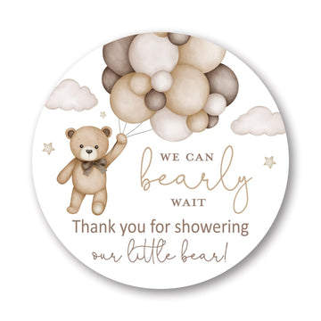 2-Inch Round Boho Bear Balloons Baby Shower Thank You Favor Stickers - Set of 40 (Gender Neutral)