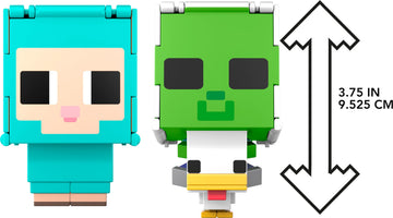 Mattel Minecraft Flippin’ Figs 2-Pack Action Figures, Set with Sheep & Chicken Jockey with 2-in-1 Fidget Play, 3.75-inch Scale, Large Heads