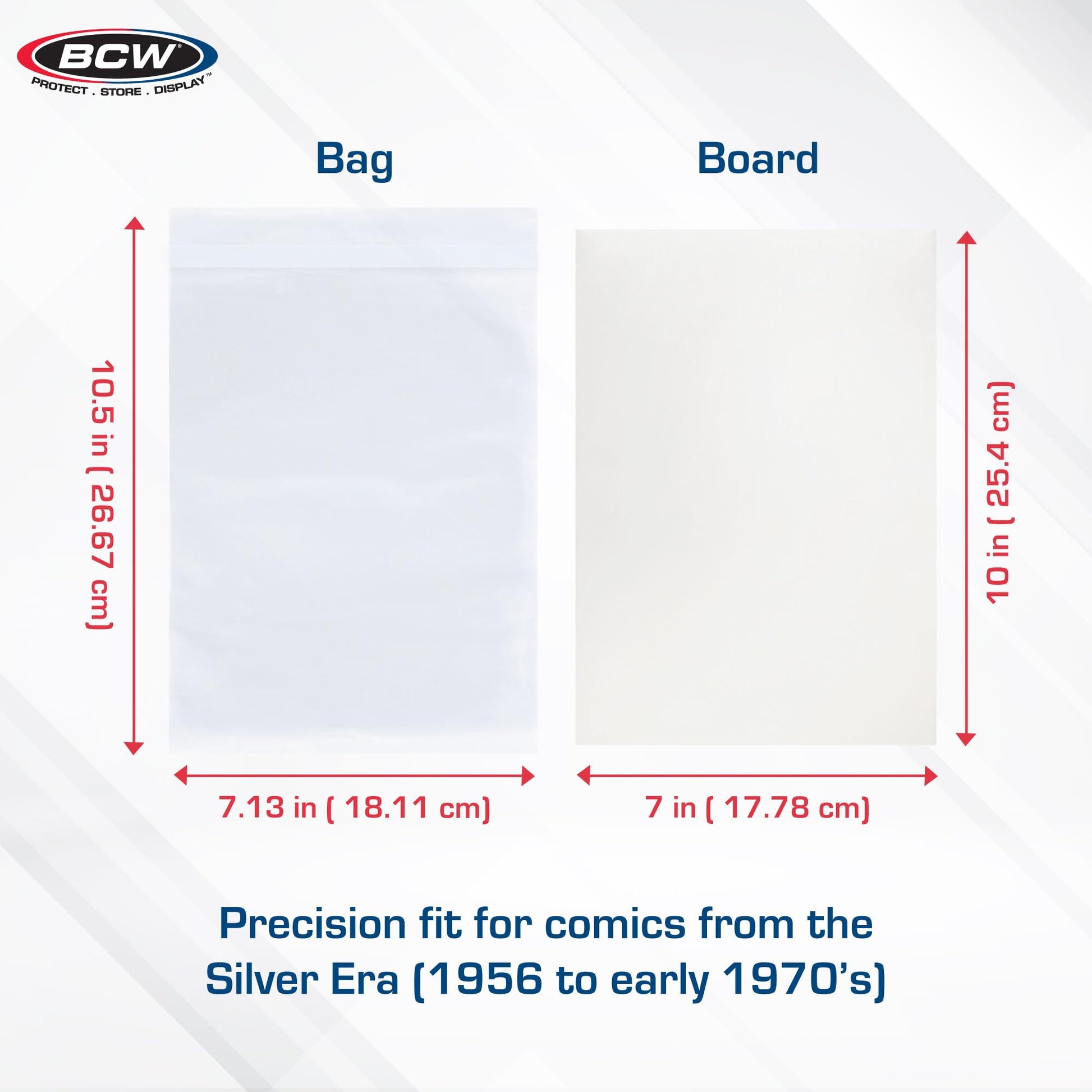 BCW Silver Age Comic Bags and Boards Combo (200 Ct) | 200 Backing Boards + 200 Resealable Comic Bags | Archival Protection for Silver Age Comics