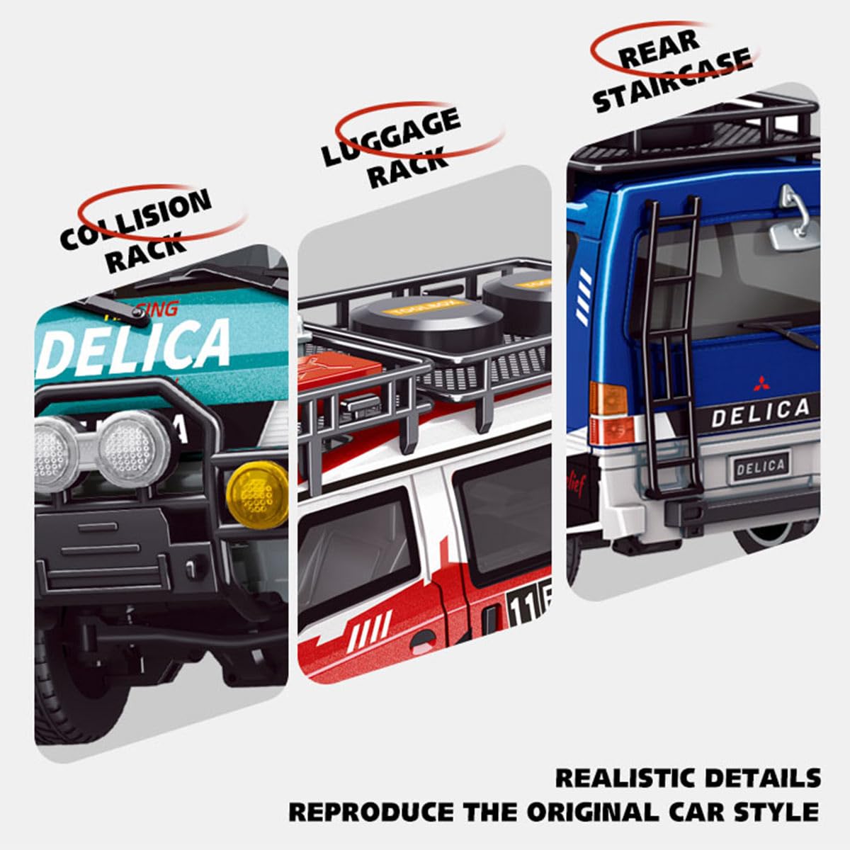 OBIOCKIDAY JXC5813B 1/24 Remote Control Van, 2.4G 4WD Full-Proportional Synchronous RC Car with Light, Mini RC Van Electric Remote Control Car Toy