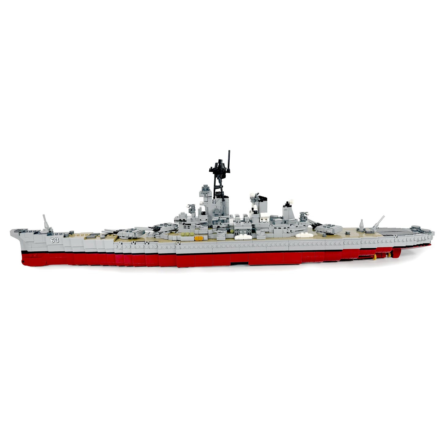 General Jim's Deluxe Edition USS Missouri Battleship Building Set - 2,631 Piece WW2 Iowa-Class Model w/Rotating Guns, Radar, Cruise Missiles, 3-Piece