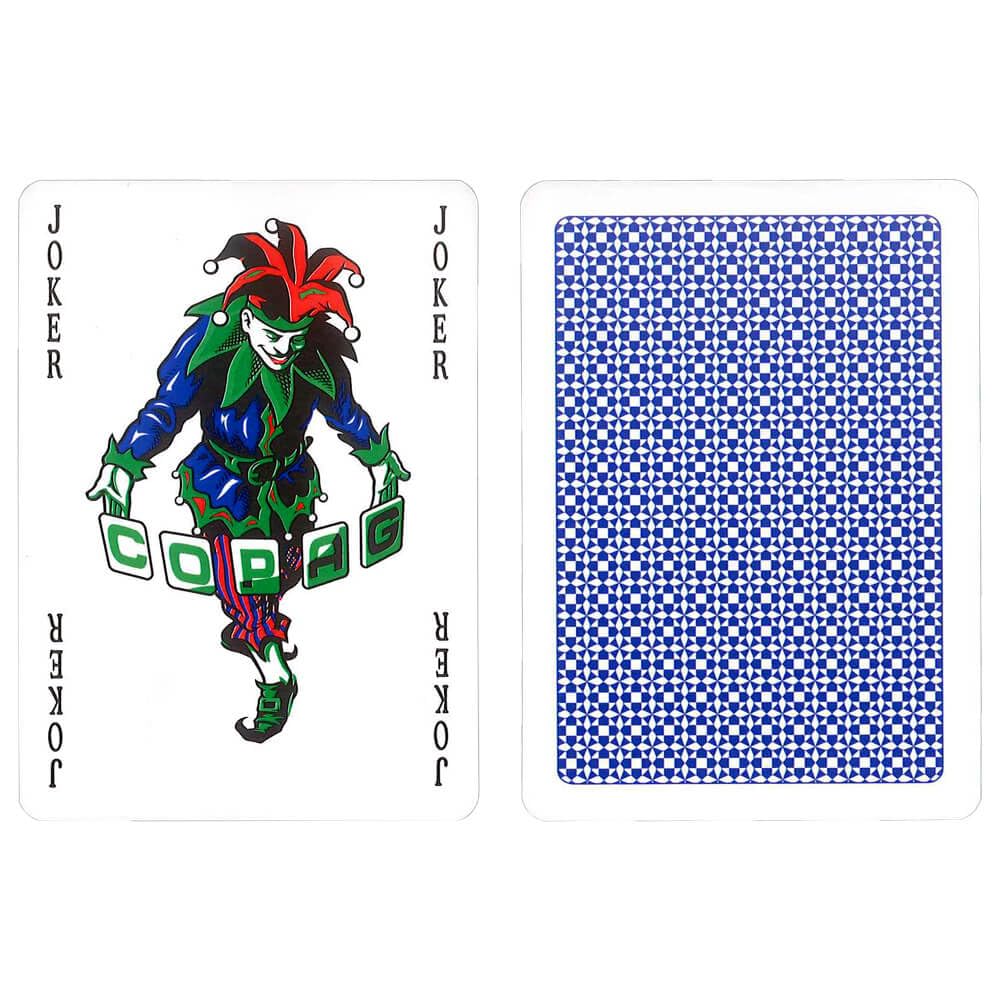 Copag 4 Colour 100% Plastic Playing Cards Poker Size Jumbo Index (Blue Back)