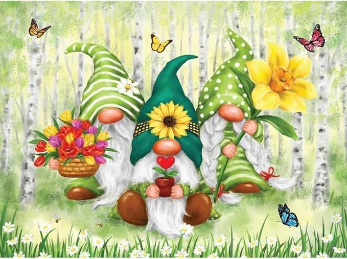 Bits and Pieces 1000 Piece Puzzles for Adults - Large 20" x 27" Jigsaw Puzzles 1000 Pieces Spring Fall & Winter Gnomes, Random Die Cut, No 2 Pieces
