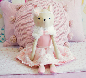 Inspired by Jewel Dixie the Deer Plush Doll | Handmade Stuffed Woodland Animal Toy for Kids & Young Girls | Cute Pink & White Nursery Decor