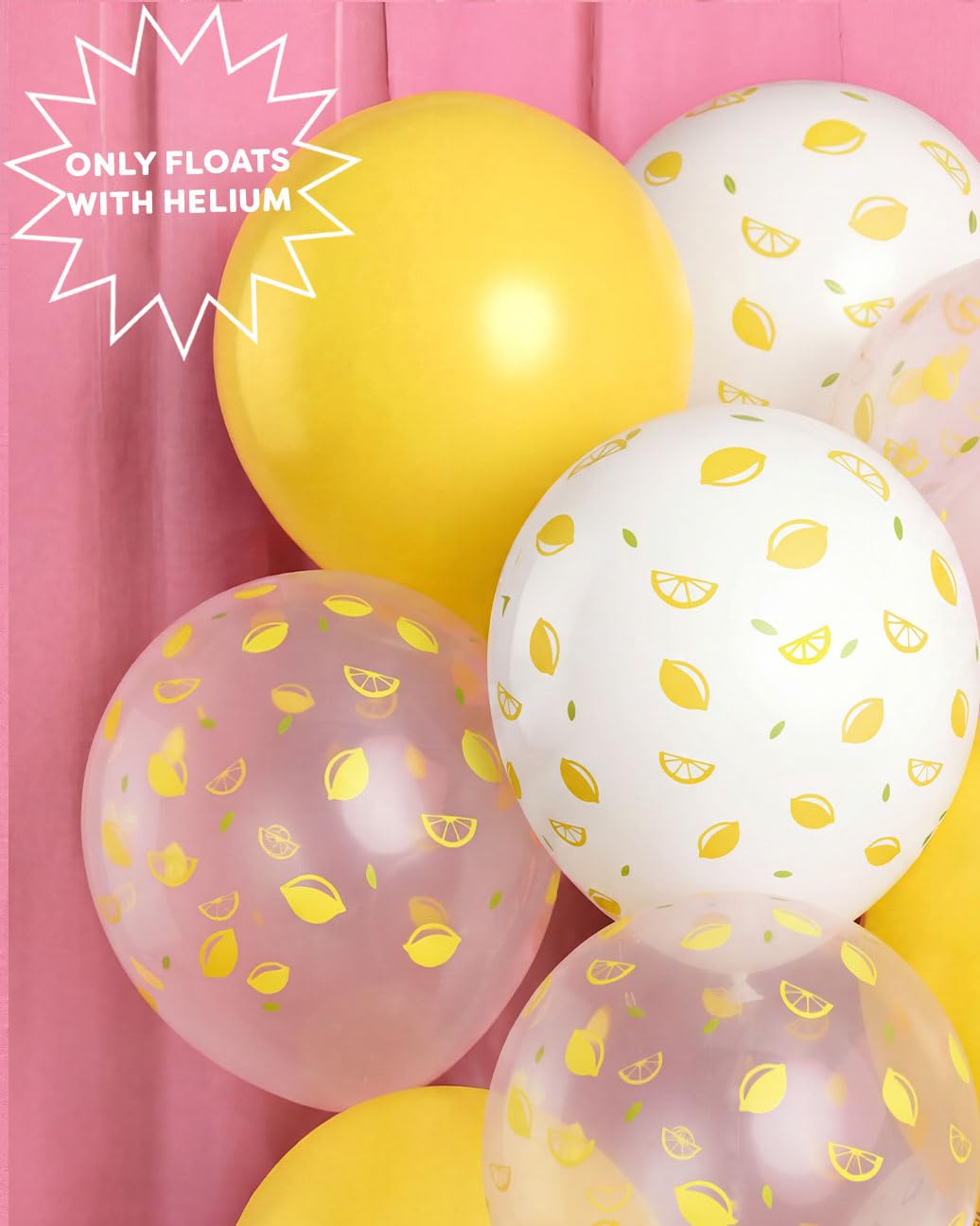 xo, Fetti Lemon Printed Balloons - 24 Latex Balloons | Lemon Party, Bridal Shower, Summer Decor, Birthday, Yellow, Coastal, Citrus Glam, Lemonade,