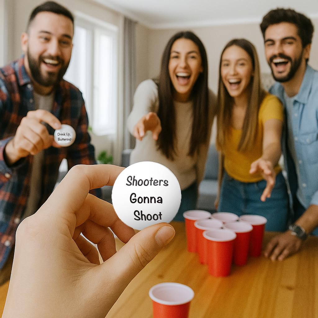 Funny Beer Pong Balls - 6-Pack of Humorous Phrases for Epic Party Games, Hilarious Drinking Fun | College Gifts Supplies Dorm Room Accessories Gag