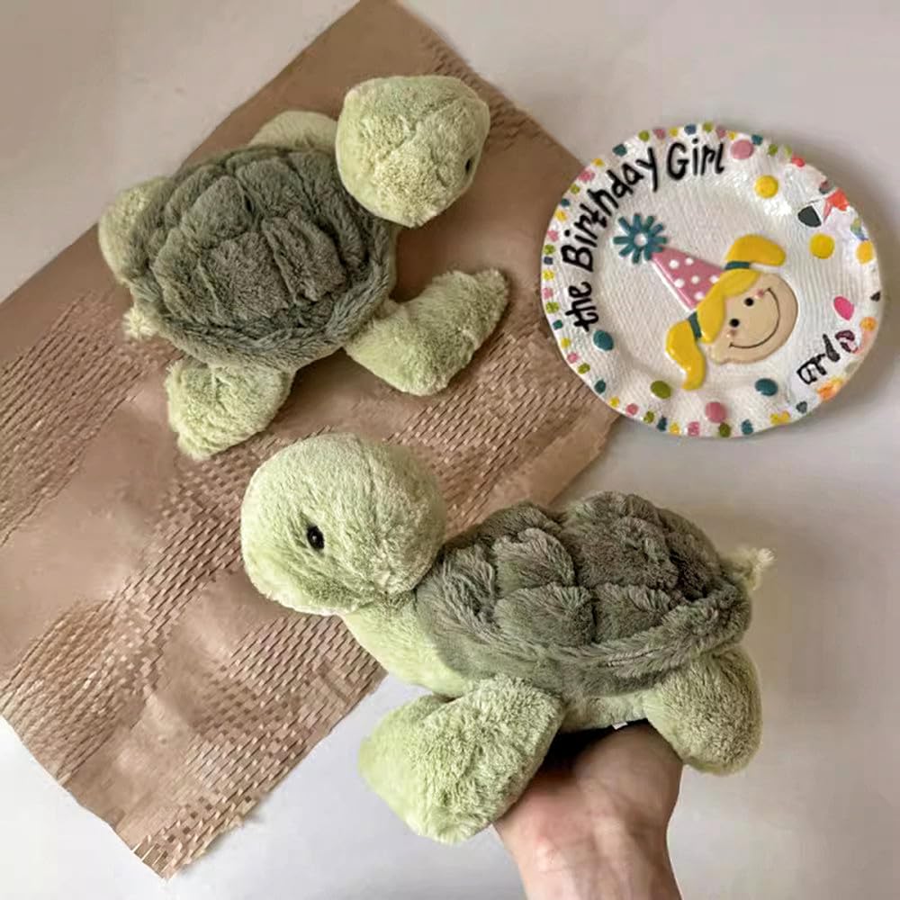 XIYUAN 13.8inch Weighted Plush Cute Turtle Stuffed Animals,Soft Sea Turtle Plush Toy, Green Tortoise Plushies Dolls Pillow Present for Kids, Babies
