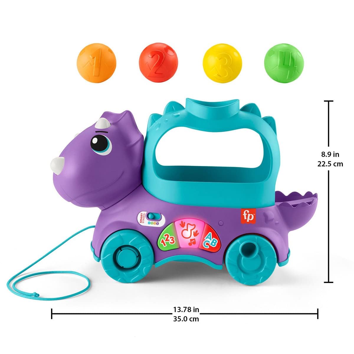 Fisher-Price Ball Fun Pull Along Dinosaur - UK English Version HNR50