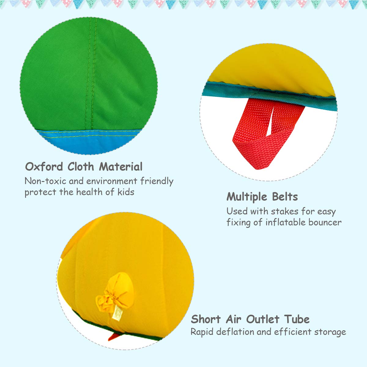 GLACER Inflatable Bounce House w/ 2 Slides, 2 Climbing Walls, Splash Pool, Water Cannon, Basketball Rim, Including Carrying Bag, Repair Kit, Water