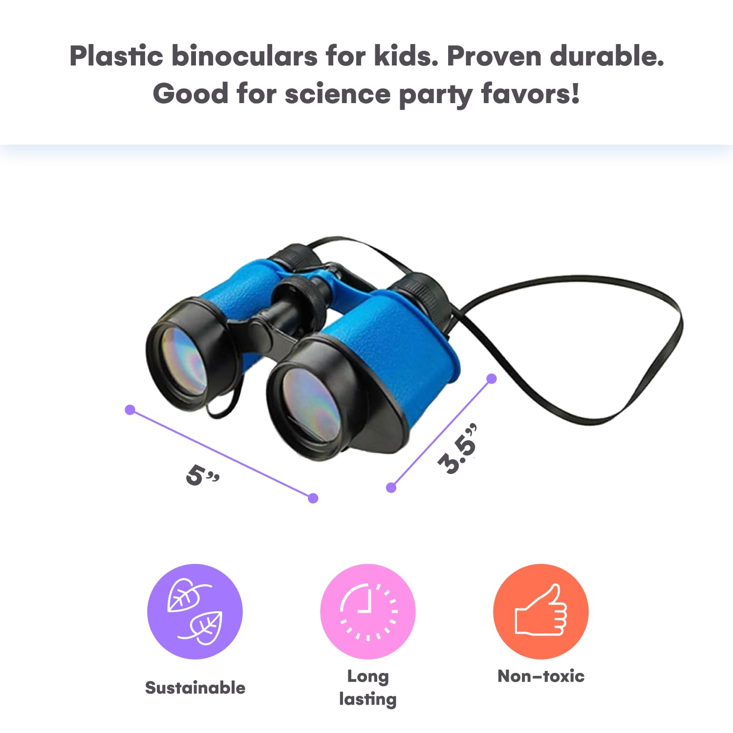Kicko Toy Binoculars for Kids - 3.5 x 5 in Binoculars for Bird Watching, Jungle Exploration for Party Favors and Adventure Play - Durable (Pack of 12)