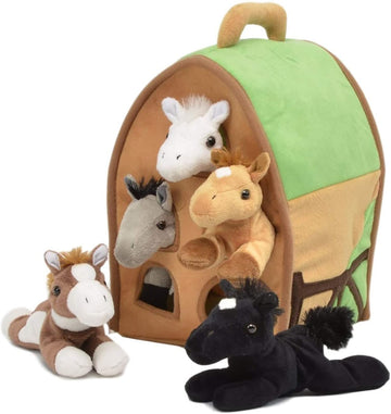 Unipak Plush Farm House Carrying Case with 5 Horses
