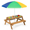 ARLIME Sand and Water Table - 3-in-1 Kids Picnic Table with Height Adjustable Umbrella, Removable Table Top & 2 Detachable Game Boxes, Water Play