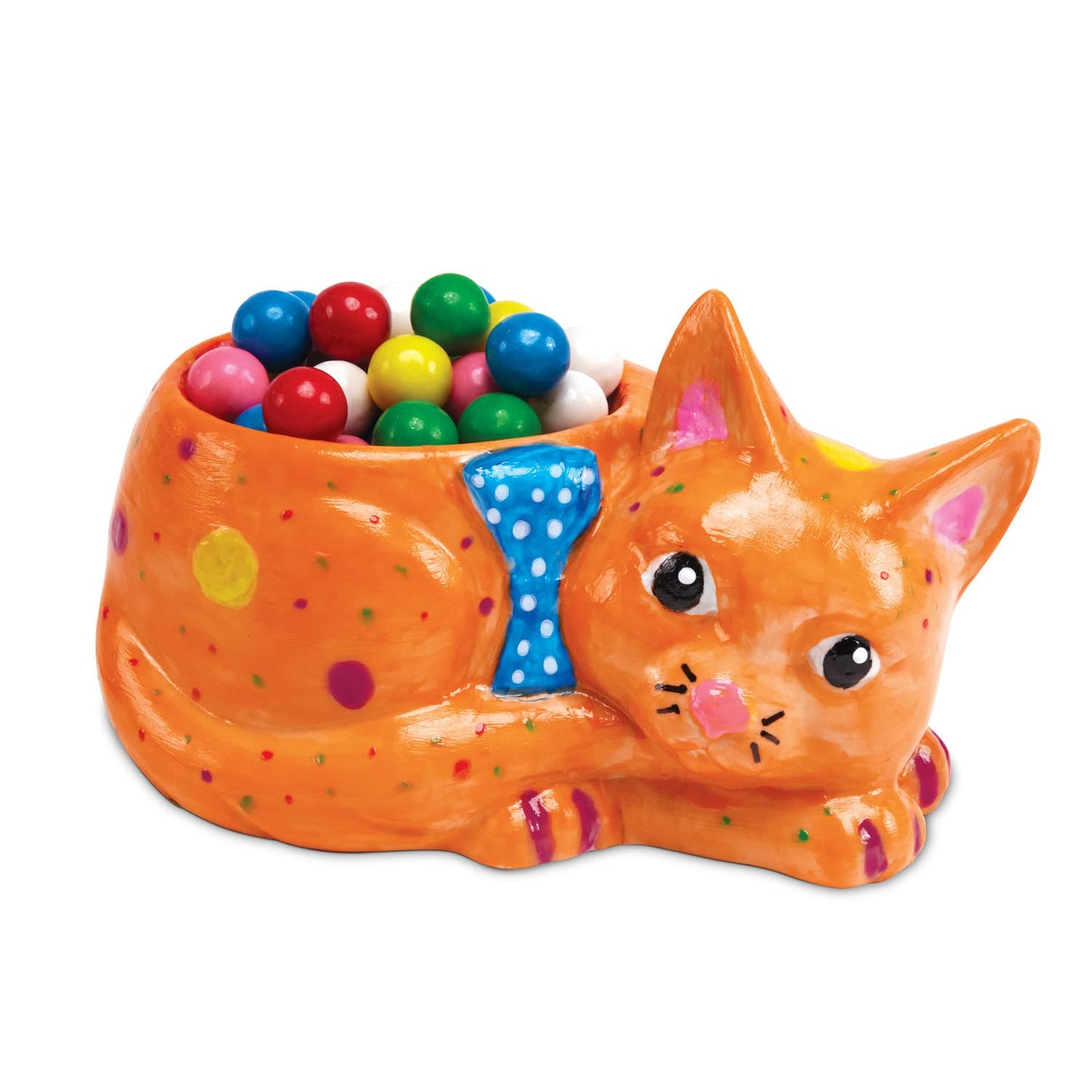 MindWare Paint Your Own Cat Dish - Porcelain Painting Figures for Kids, Teens & Adults Ages 8 & Up - Includes 12 Paints and 2 Brushes