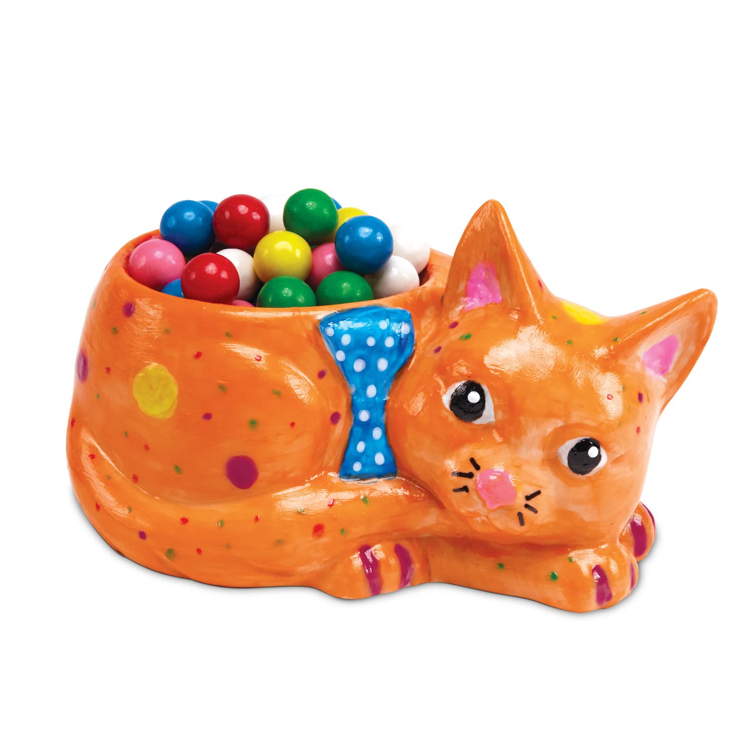 MindWare Paint Your Own Cat Dish - Porcelain Painting Figures for Kids, Teens & Adults Ages 8 & Up - Includes 12 Paints and 2 Brushes