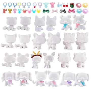 24pcs/Lot White Base for DIY Paint Design Pet Shop Accessories: Dog, Fox, Wolf, Persian Cat, Collie, Great Dane, Cocker Spaniel, Dachshund and Deer