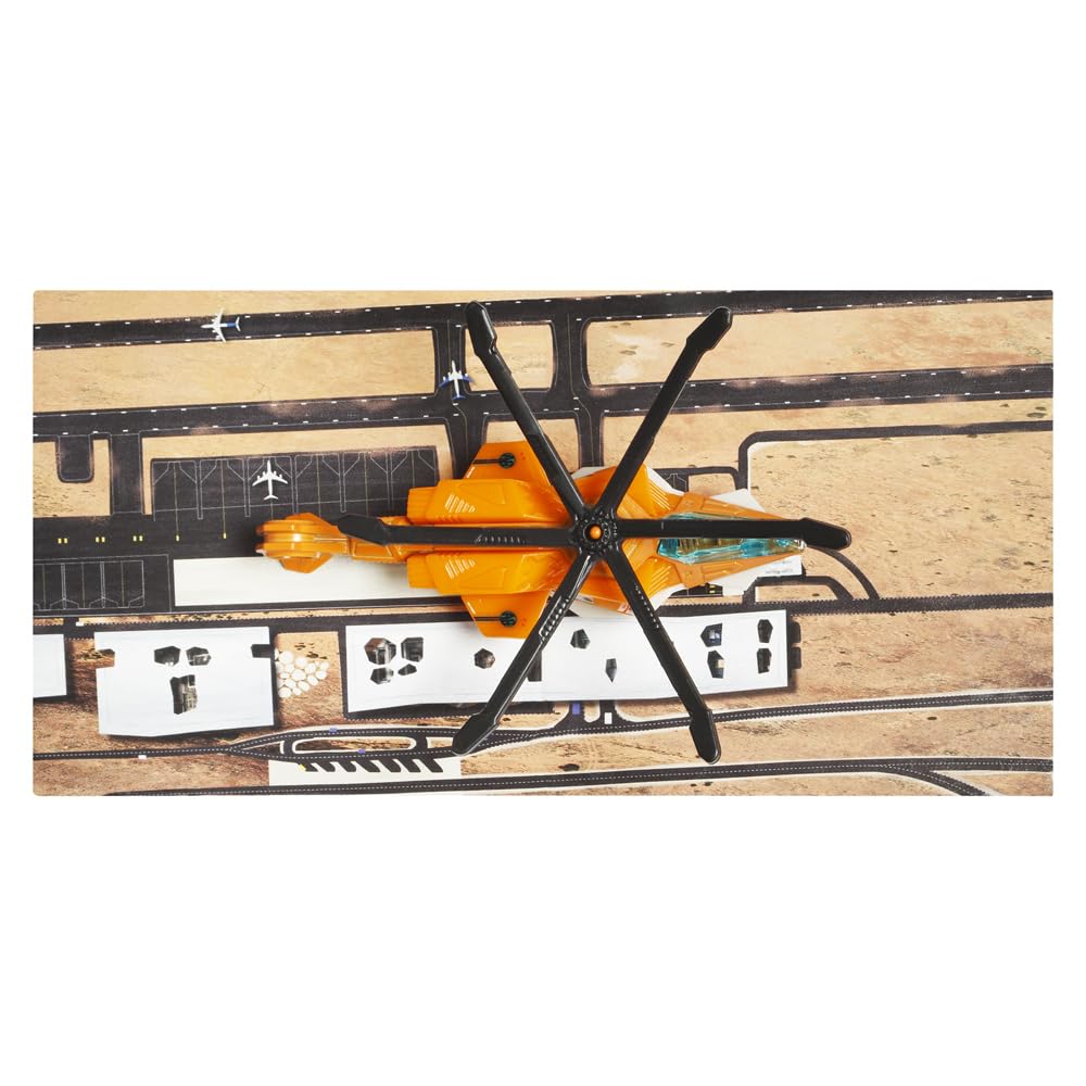 Matchbox Collectible Die-Cast Metal Sky Busters Air Grabber - HVM53 ~ Orange, Black White and Black Helicopter ~ Includes Playmat