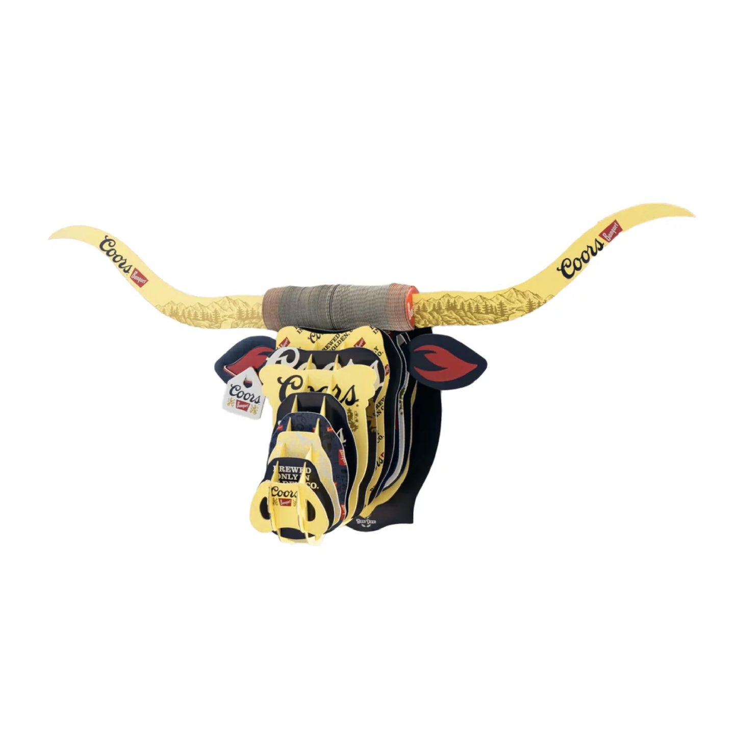 BEER DEER Coors Banquet Longhorn Head 3D Cardboard Mount Wall - Man Cave Decor - Crafted for Garages, Bars, Country Rooms & Beer Lovers - Easy