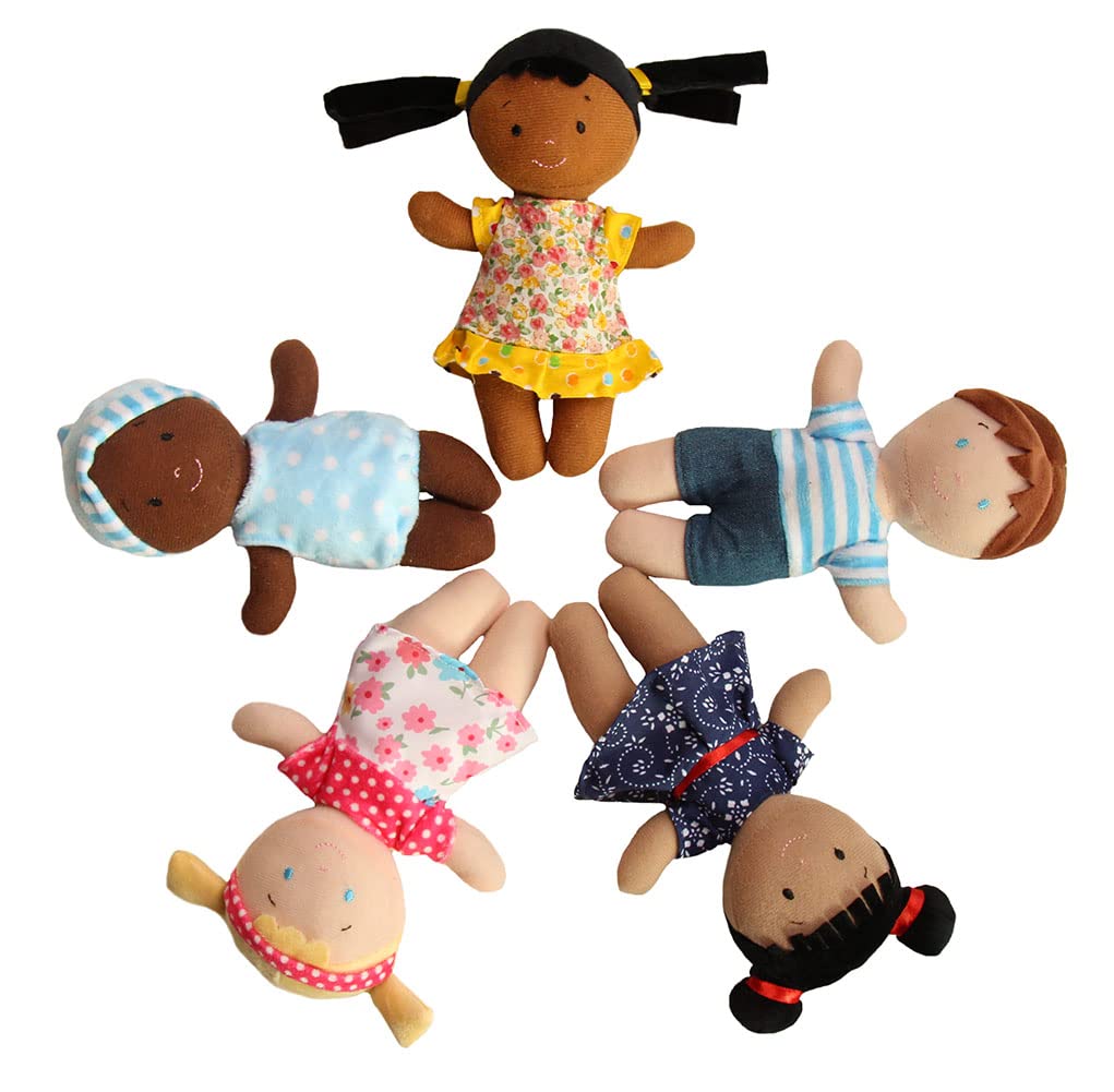 Snuggle Stuffs Basket of Buddies Multicultural Plush Dolls | Diversity & Inclusion Toys for Toddlers | Soft 8 Inch Ethnic Friends for Preschool