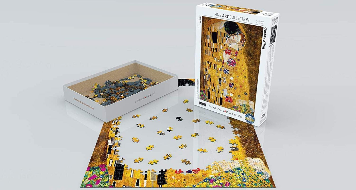 Gustav Klimt The Kiss 1000 Piece Jigsaw Puzzle by Eurographics , Yellow
