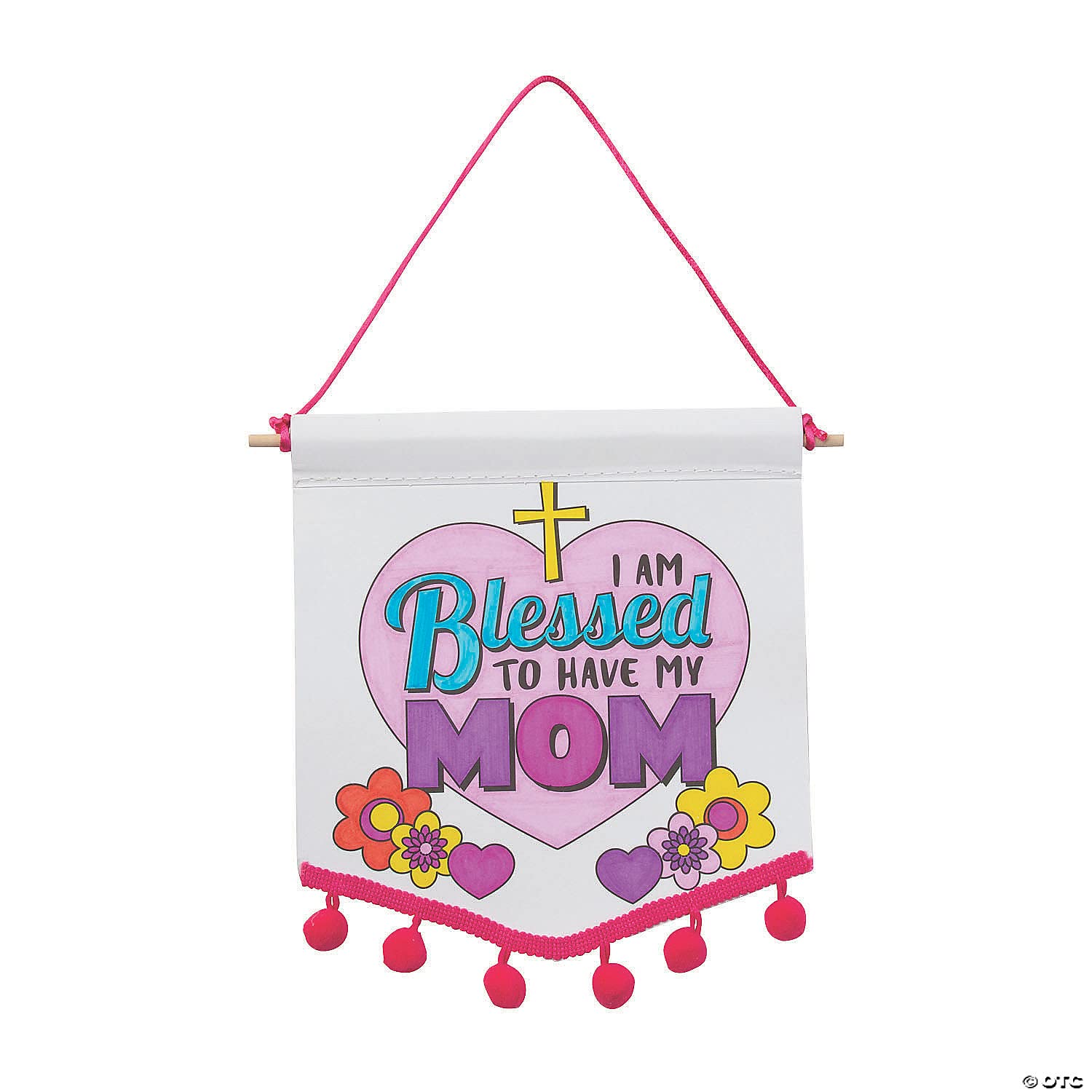 Color Your Own Religious Mother’s Day Pom-Pom Banners - Makes 12 - Sunday School and Craft Kits for Kids